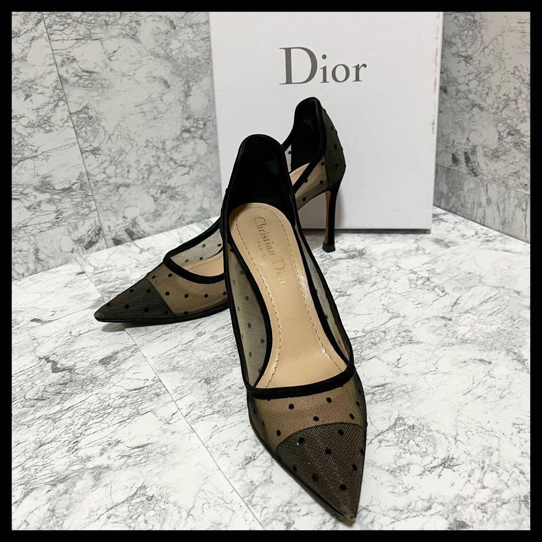 ✨極美品✨Christian Dior ハイヒール シースルー ドット柄 黒