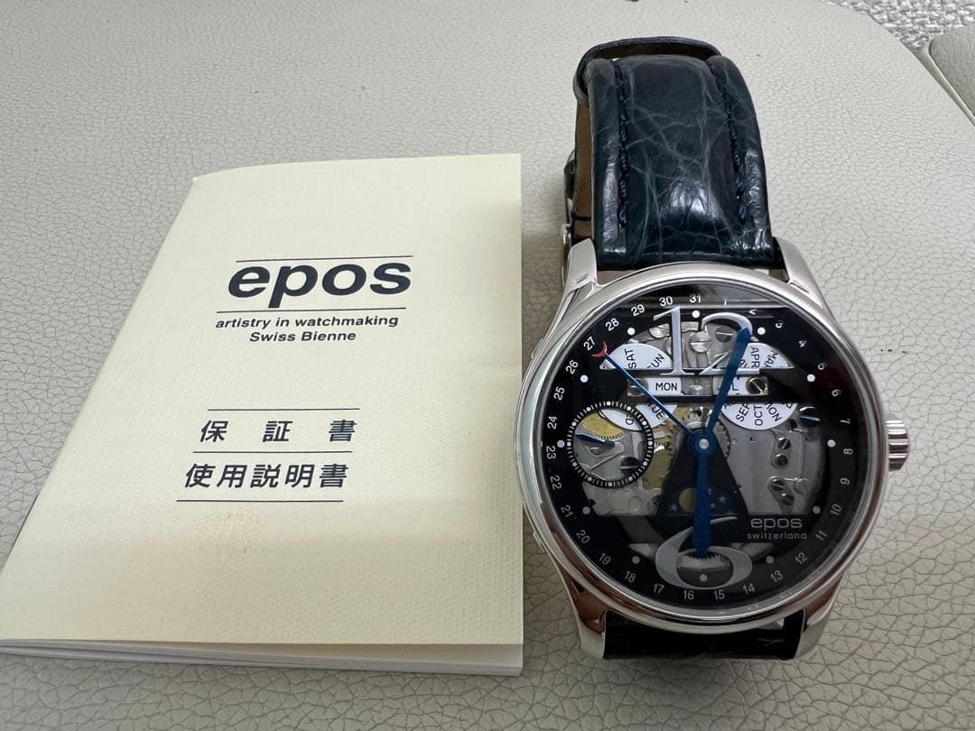 【美品】エポス3368パッション フルカレンダー ムーンフェイズ メンズ 腕時計